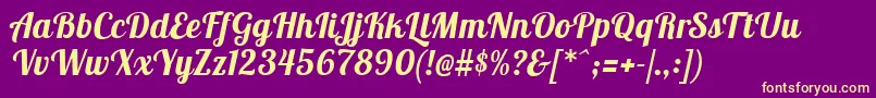 LobstertwoBolditalic Font – Yellow Fonts on Purple Background