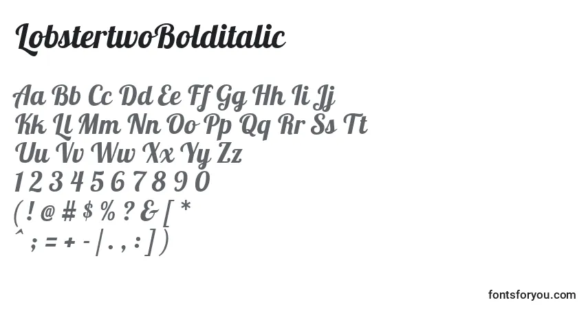 characters of lobstertwobolditalic font, letter of lobstertwobolditalic font, alphabet of  lobstertwobolditalic font