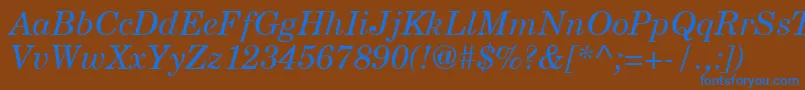NewmilleniumschlbkItalicsh Font – Blue Fonts on Brown Background