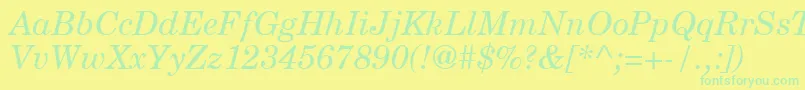 NewmilleniumschlbkItalicsh Font – Green Fonts on Yellow Background