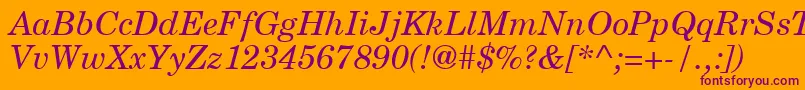 NewmilleniumschlbkItalicsh Font – Purple Fonts on Orange Background