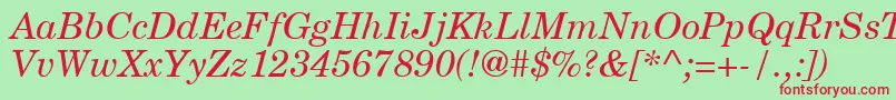 NewmilleniumschlbkItalicsh Font – Red Fonts on Green Background