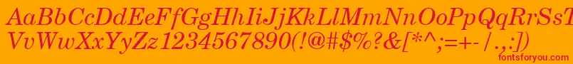 NewmilleniumschlbkItalicsh Font – Red Fonts on Orange Background