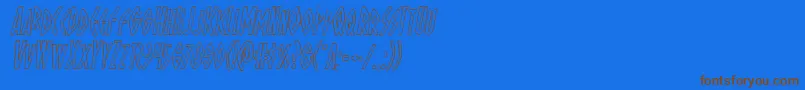 Ohmightyisisoutital-Schriftart – Braune Schriften auf blauem Hintergrund