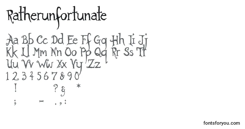 Schriftart Ratherunfortunate – Alphabet, Zahlen, spezielle Symbole