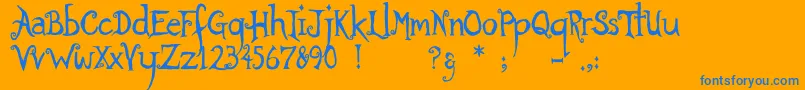 Ratherunfortunate-Schriftart – Blaue Schriften auf orangefarbenem Hintergrund