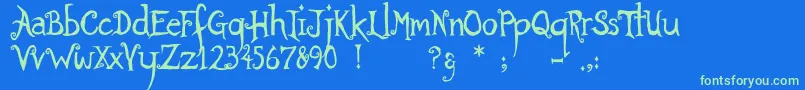 Ratherunfortunate Font – Green Fonts on Blue Background