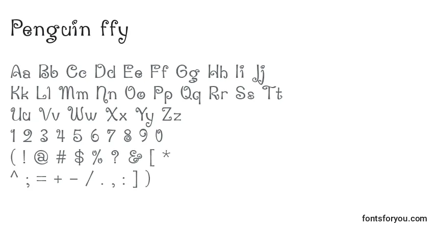 Schriftart Penguin ffy – Alphabet, Zahlen, spezielle Symbole