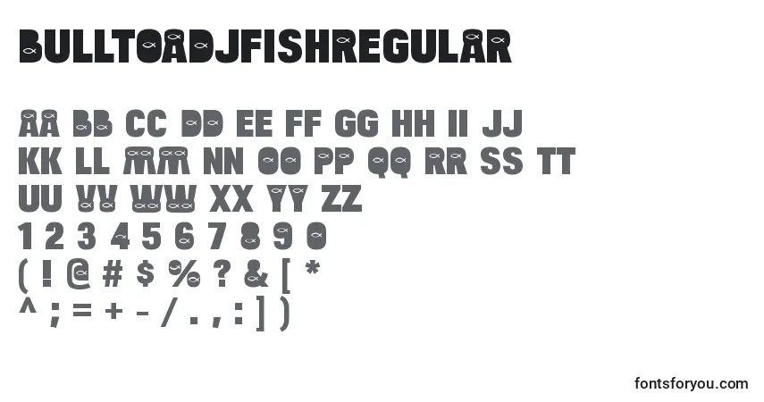 A fonte BulltoadjfishRegular – alfabeto, números, caracteres especiais