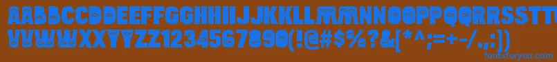 BulltoadjfishRegular-Schriftart – Blaue Schriften auf braunem Hintergrund