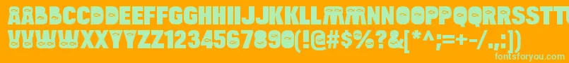BulltoadjfishRegular-Schriftart – Grüne Schriften auf orangefarbenem Hintergrund