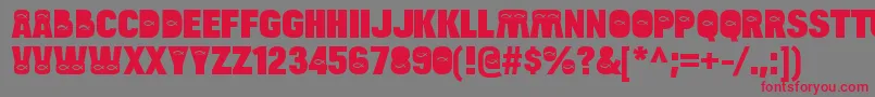 フォントBulltoadjfishRegular – 赤い文字の灰色の背景