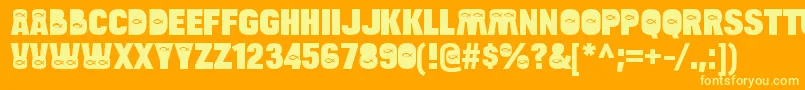 BulltoadjfishRegular-Schriftart – Gelbe Schriften auf orangefarbenem Hintergrund