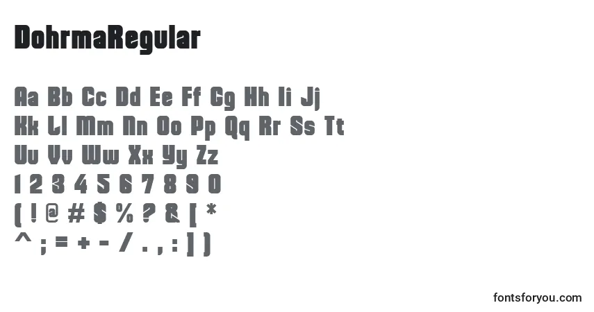 A fonte DohrmaRegular – alfabeto, números, caracteres especiais