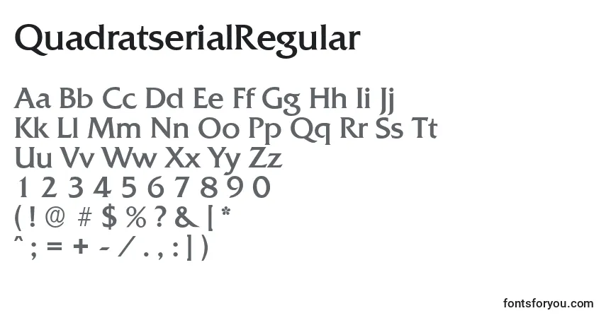 Czcionka QuadratserialRegular – alfabet, cyfry, specjalne znaki