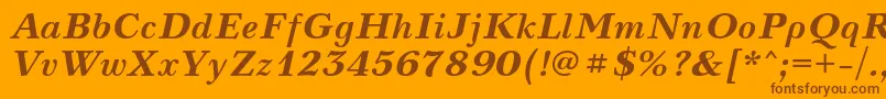 Fonte NevacBolditalic – fontes marrons em um fundo laranja