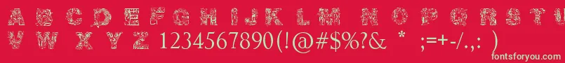 フォントIrasutoJiTruetype – 赤い背景に緑の文字