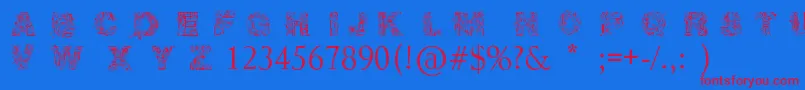 IrasutoJiTruetype Font – Red Fonts on Blue Background