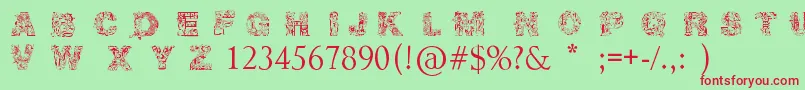 IrasutoJiTruetype Font – Red Fonts on Green Background