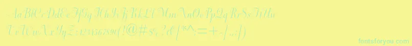 フォントDorchesterscriptmtstd – 黄色い背景に緑の文字