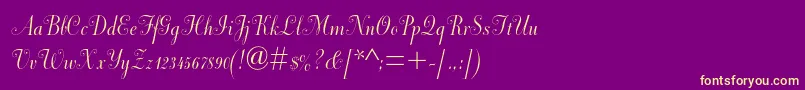 Dorchesterscriptmtstd Font – Yellow Fonts on Purple Background