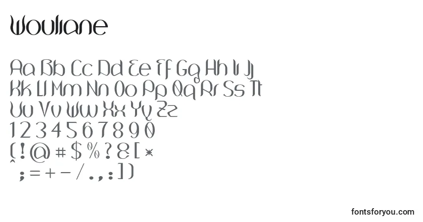 A fonte Wouliane – alfabeto, números, caracteres especiais