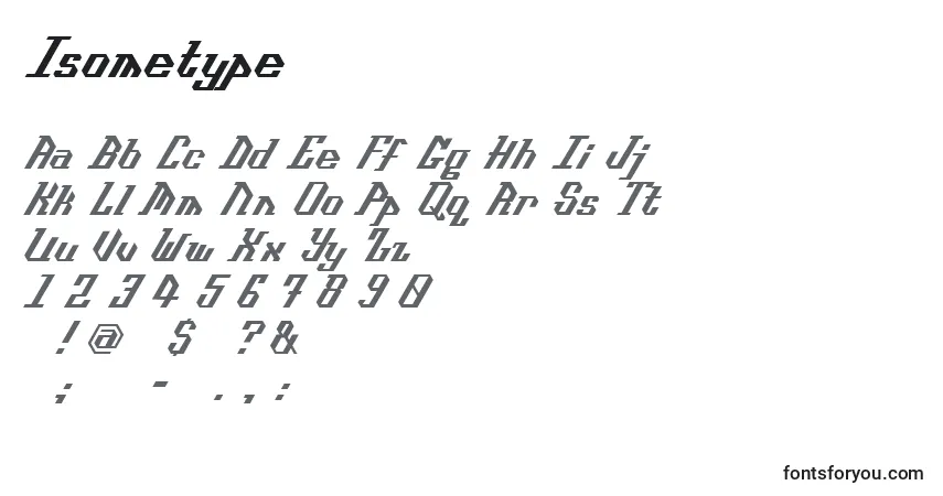 Schriftart Isometype – Alphabet, Zahlen, spezielle Symbole