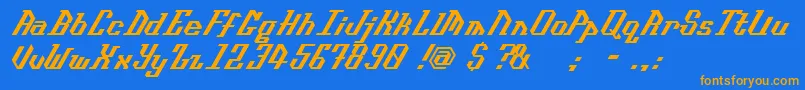 Isometype Font – Orange Fonts on Blue Background