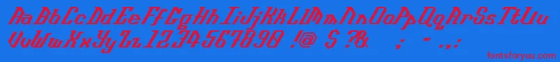 Isometype Font – Red Fonts on Blue Background