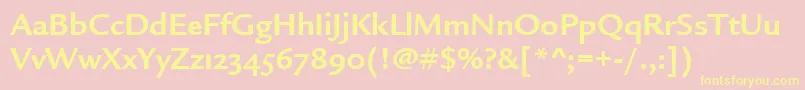 LegacySansOsItcTtBold-Schriftart – Gelbe Schriften auf rosa Hintergrund