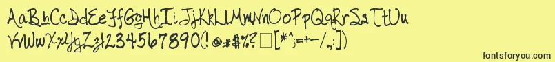 TaborHandwriting Font – Black Fonts on Yellow Background