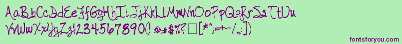TaborHandwriting Font – Purple Fonts on Green Background