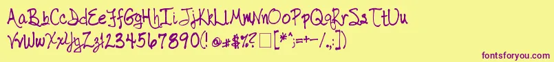 TaborHandwriting Font – Purple Fonts on Yellow Background