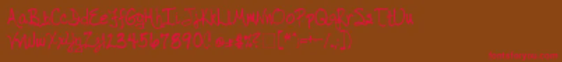 TaborHandwriting Font – Red Fonts on Brown Background