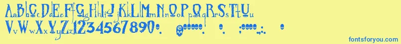 Zombified Font – Blue Fonts on Yellow Background