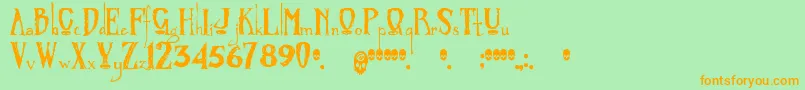 Zombified Font – Orange Fonts on Green Background