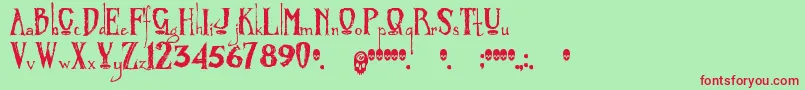 Zombified Font – Red Fonts on Green Background