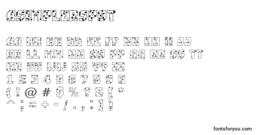 Czcionka ASimplerspot – alfabet, cyfry, specjalne znaki