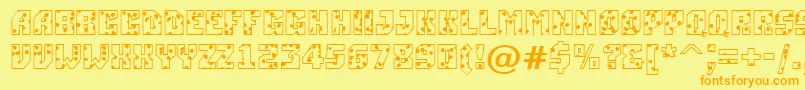 ASimplerspot-Schriftart – Orangefarbene Schriften auf gelbem Hintergrund