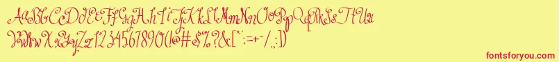 AustieBostDustIntoDiamonds-Schriftart – Rote Schriften auf gelbem Hintergrund