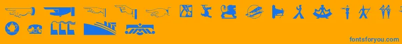 フォントDecodingbats1 – オレンジの背景に青い文字