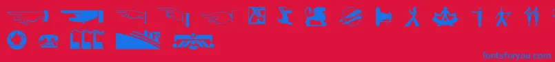 Decodingbats1-Schriftart – Blaue Schriften auf rotem Hintergrund