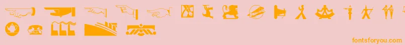 Decodingbats1-fontti – oranssit fontit vaaleanpunaisella taustalla