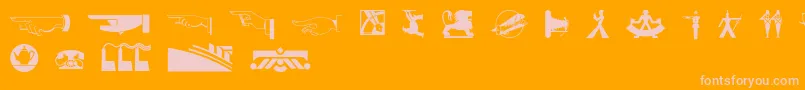 Decodingbats1-fontti – vaaleanpunaiset fontit oranssilla taustalla