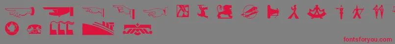 フォントDecodingbats1 – 赤い文字の灰色の背景