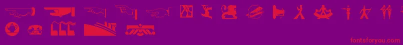 Decodingbats1-fontti – punaiset fontit violetilla taustalla