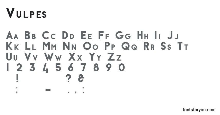 Czcionka Vulpes – alfabet, cyfry, specjalne znaki