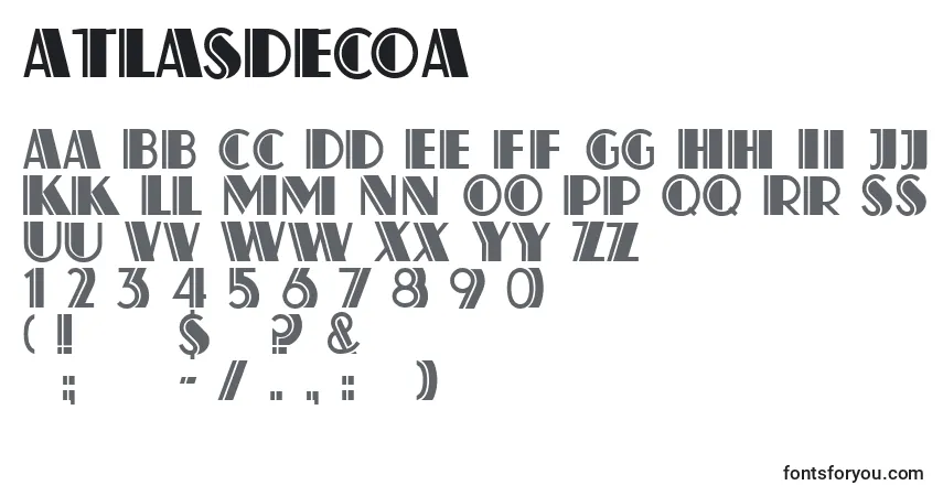 Шрифт AtlasDecoA – алфавит, цифры, специальные символы