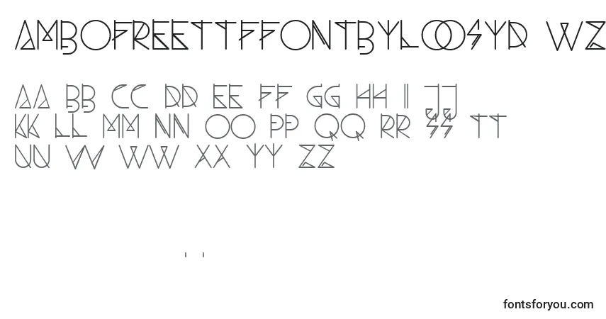 Czcionka AmboFreeTtfFontByLoosyD4wz0ug – alfabet, cyfry, specjalne znaki