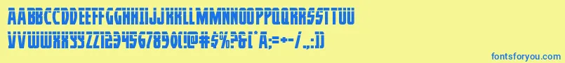 フォントProwlerlas – 青い文字が黄色の背景にあります。